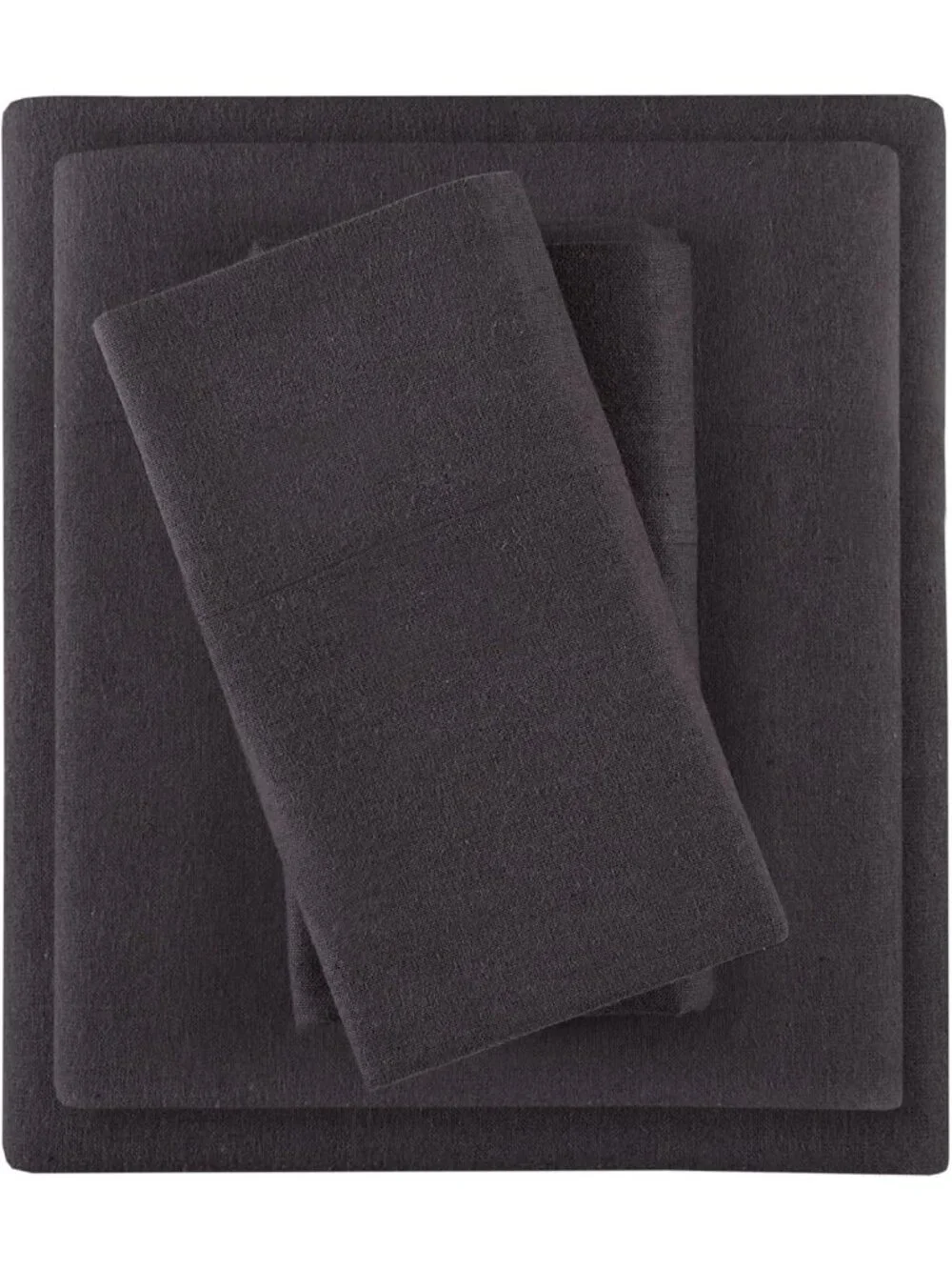 Ultra Soft Cotton Flannel Queen Sheet Set, 4-Piece Dark Grey Bedding, 14